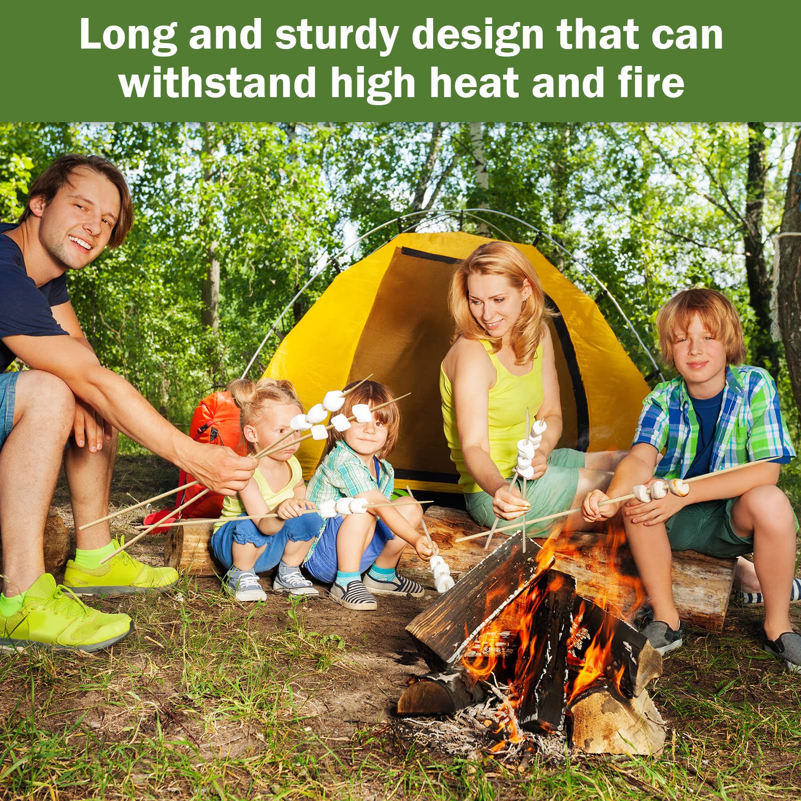 180-Piece Bamboo Marshmallow Roasting Sticks - 36 Inch Thick Bamboo Skewers for Camping, BBQ, Fire Pits | Disposable Hot Dog Forks & Kebab Sticks for Outdoor Cooking, Picnics, and Backyard Parties