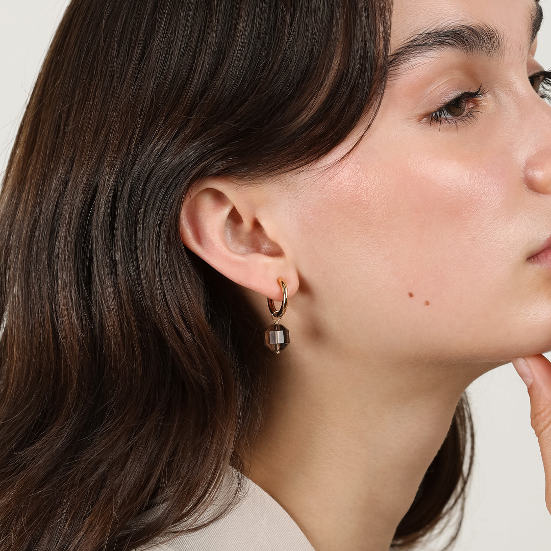 Maple Hoop Charm with Stone of Growth - Set of 2 Dainty Earrings for Women | Perfect for Everyday Wear, Spiritual Healing & Gift Giving