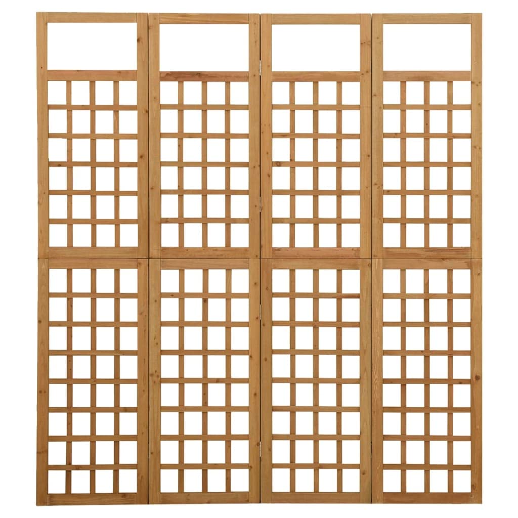 4-Panel Solid Fir Wood Room Divider - 63.4