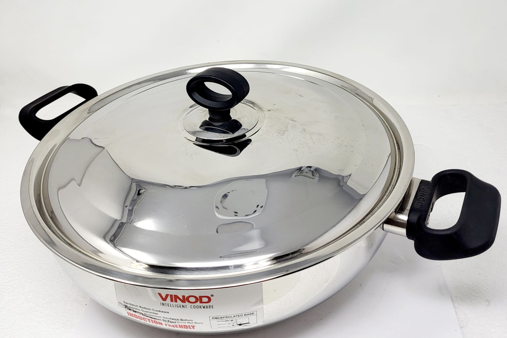 Premium Stainless Steel Kadai with Lid - 5L Heavy Duty Indian Cooking Pot for Biryani, Curry & Deep Frying - Induction Compatible Non-Stick Wok Pan for Home & Restaurant Use