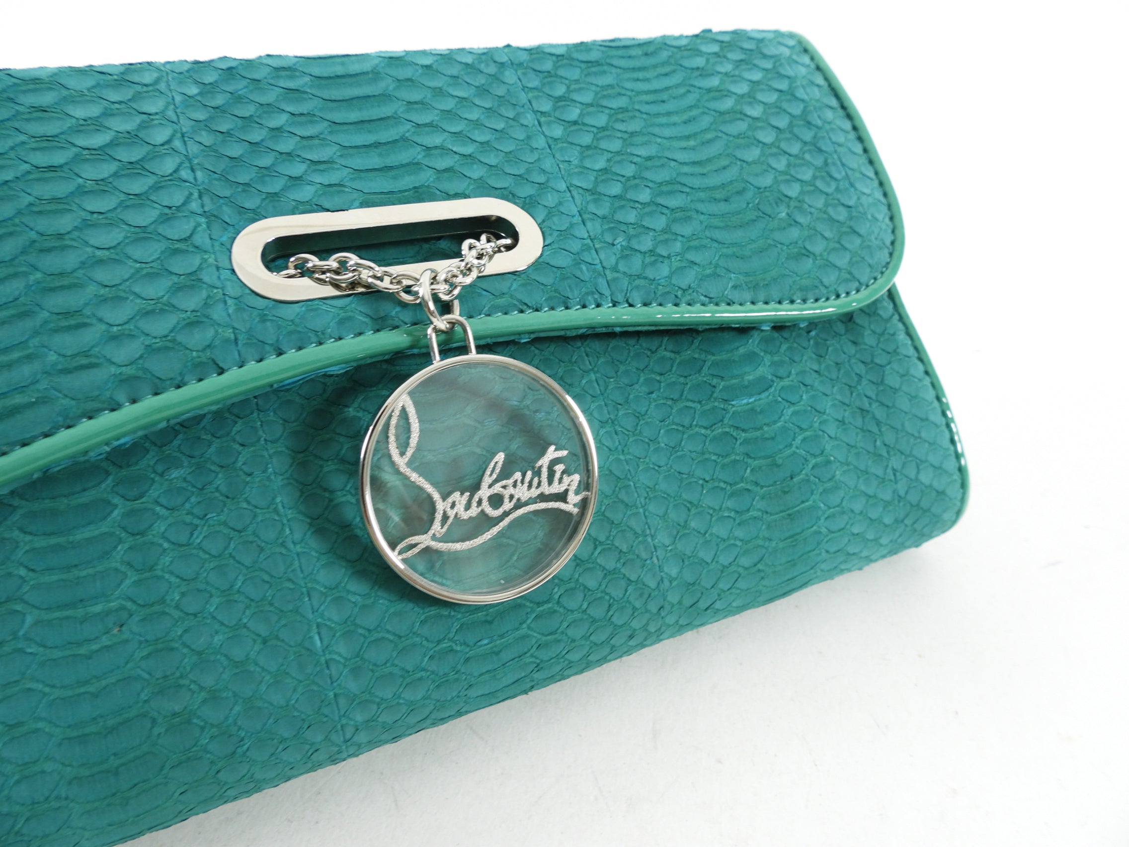 Christian Louboutin Green Exotic Riviera Clutch Bag - Luxury Designer Handbag for Women - Perfect for Evening Parties & Special Occasions