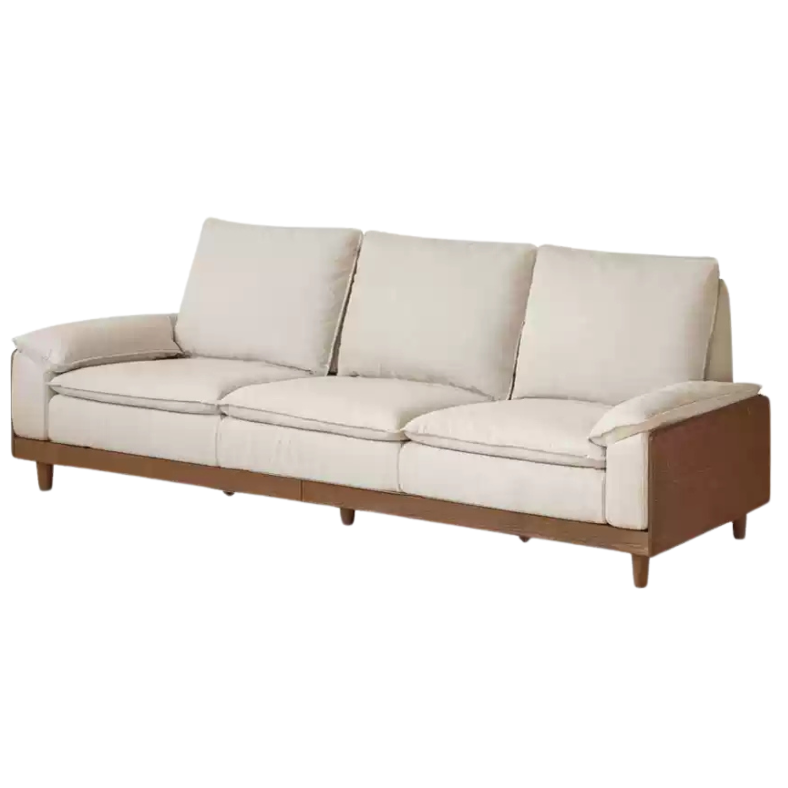 108.6x38.9x37.4 inch / 276x99.7x95cm / Walnut color / ash walnut color sofa imitation cotton and linen pear white