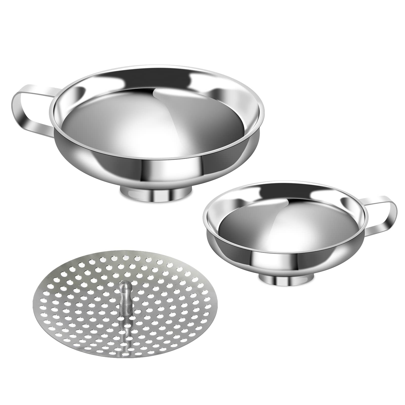Stainless Steel Canning Funnel Set - 2 Pack (Small & Large) Wide Mouth Kitchen Funnel for Mason Jars, Bottles & Food Preservation - Perfect for Home Canning, Jam Making & DIY Liquor Bottling