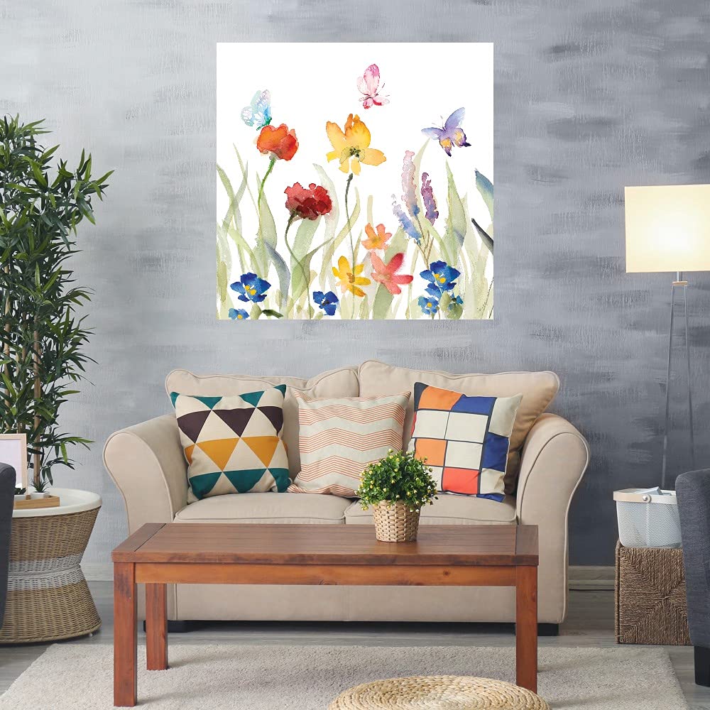 Lanie Loreth Wildflower Garden Fine Art Canvas Print - 32x32 Inch Ready to Hang Wall Decor for Living Room, Bedroom, Office & More - Perfect for Home, Kitchen, Bathroom & Dining Room Decor
