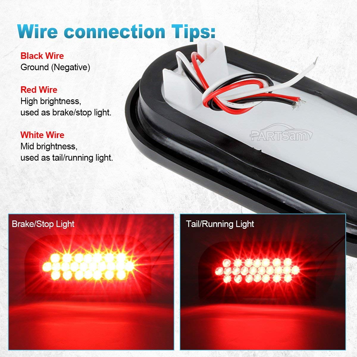 Partsam LED Small Trailer Light Kit - 2 Red 24 LED 6
