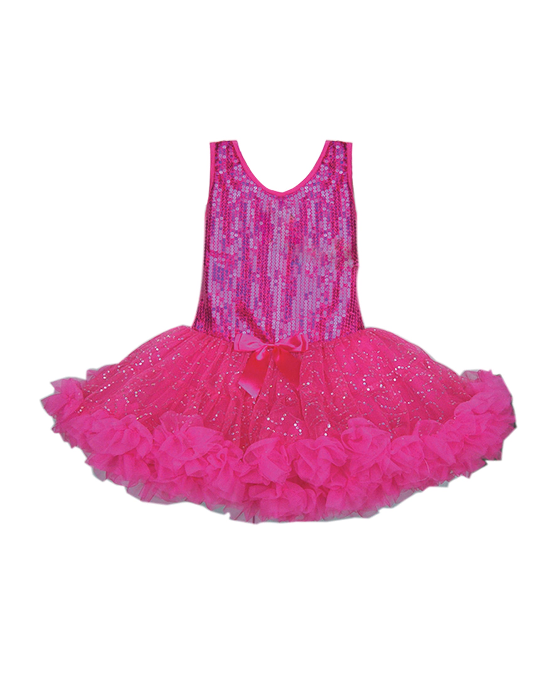 Big Girls Hot Pink Sequin 3-Layer Tulle Tutu Dress - Size 6X/7 | Birthday Party, Pageant, Dance Recital, Photo Shoot Costume