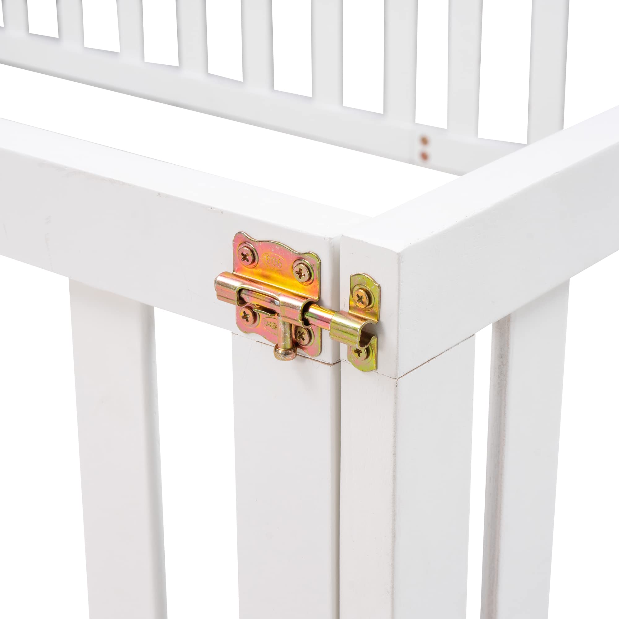 P PURLOVE Full Size Wood Floor Bed with Safety Fence & Closable Door - Easy Assembly Kids Bed Frame for Boys & Girls - Perfect for Montessori Bedrooms, Daycare Centers & Safe Toddler Sleeping Spaces