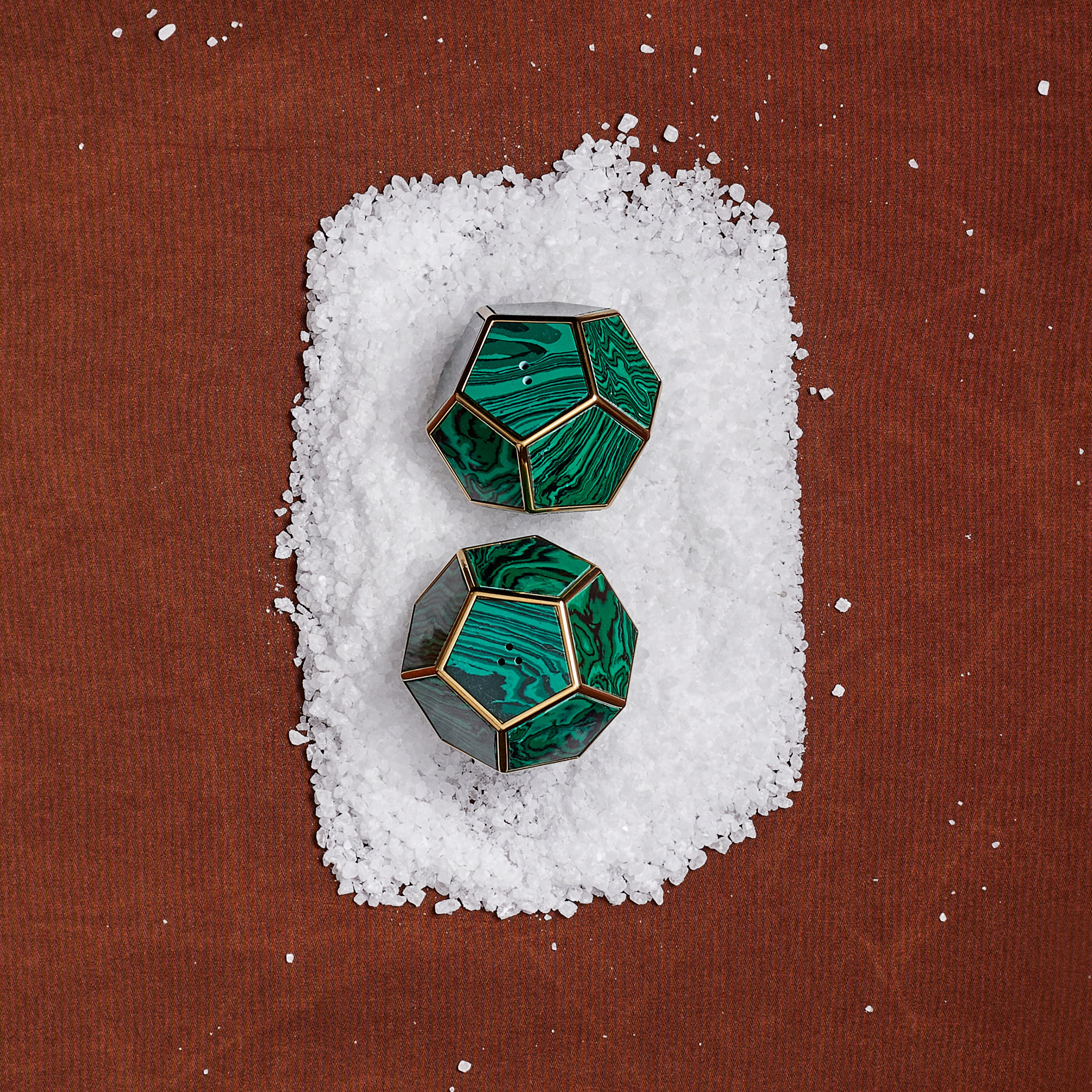 Pentagon Spice Jewels - Malachite & 24k Gold Earrings Set of 2 | Elegant Green Gemstone Jewelry for Women | Perfect for Parties, Weddings & Special Occasions