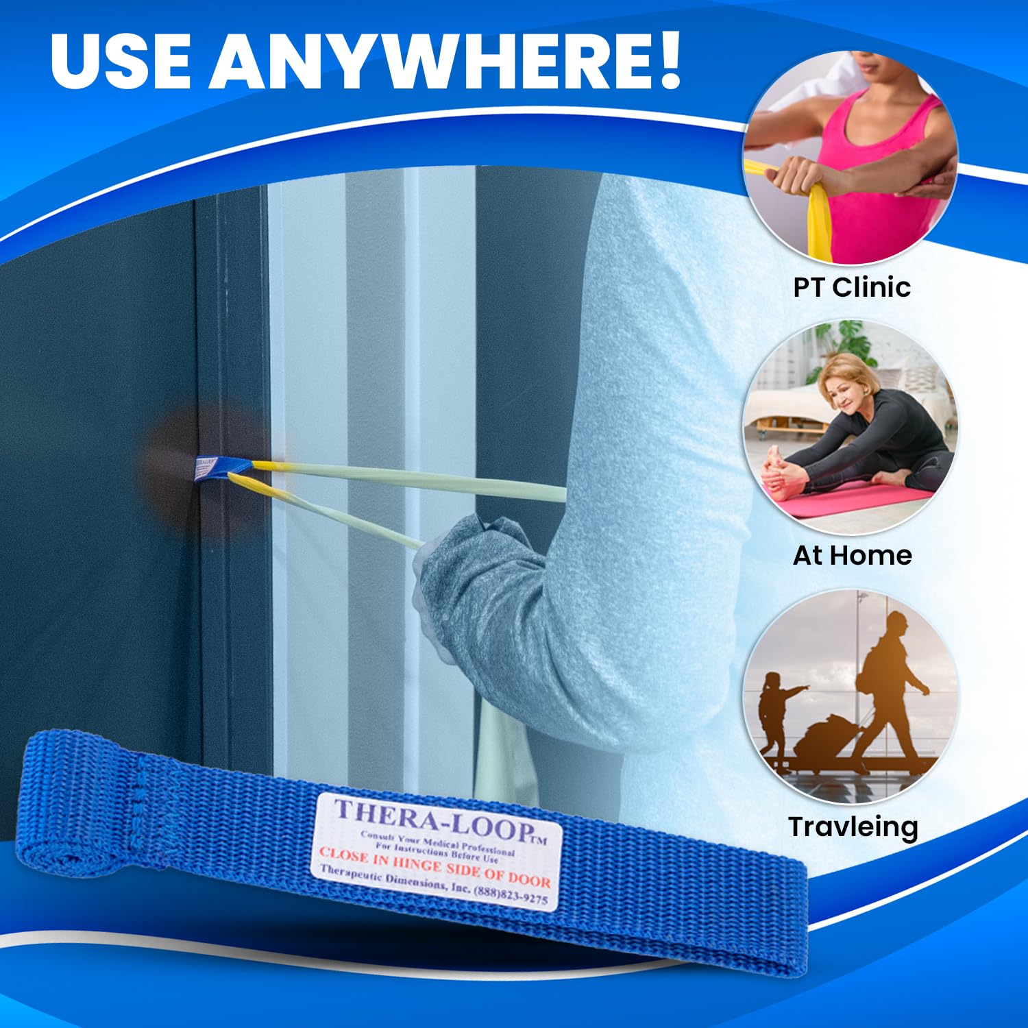 RangeMaster TheraLoop Door Anchors - 10 Pack Non-Slip Exercise Band Anchors for Resistance Bands & Tubes | Perfect for Home Workouts, Physical Therapy & Strength Training | Blue Fitness Equipment for Doorway Exercises