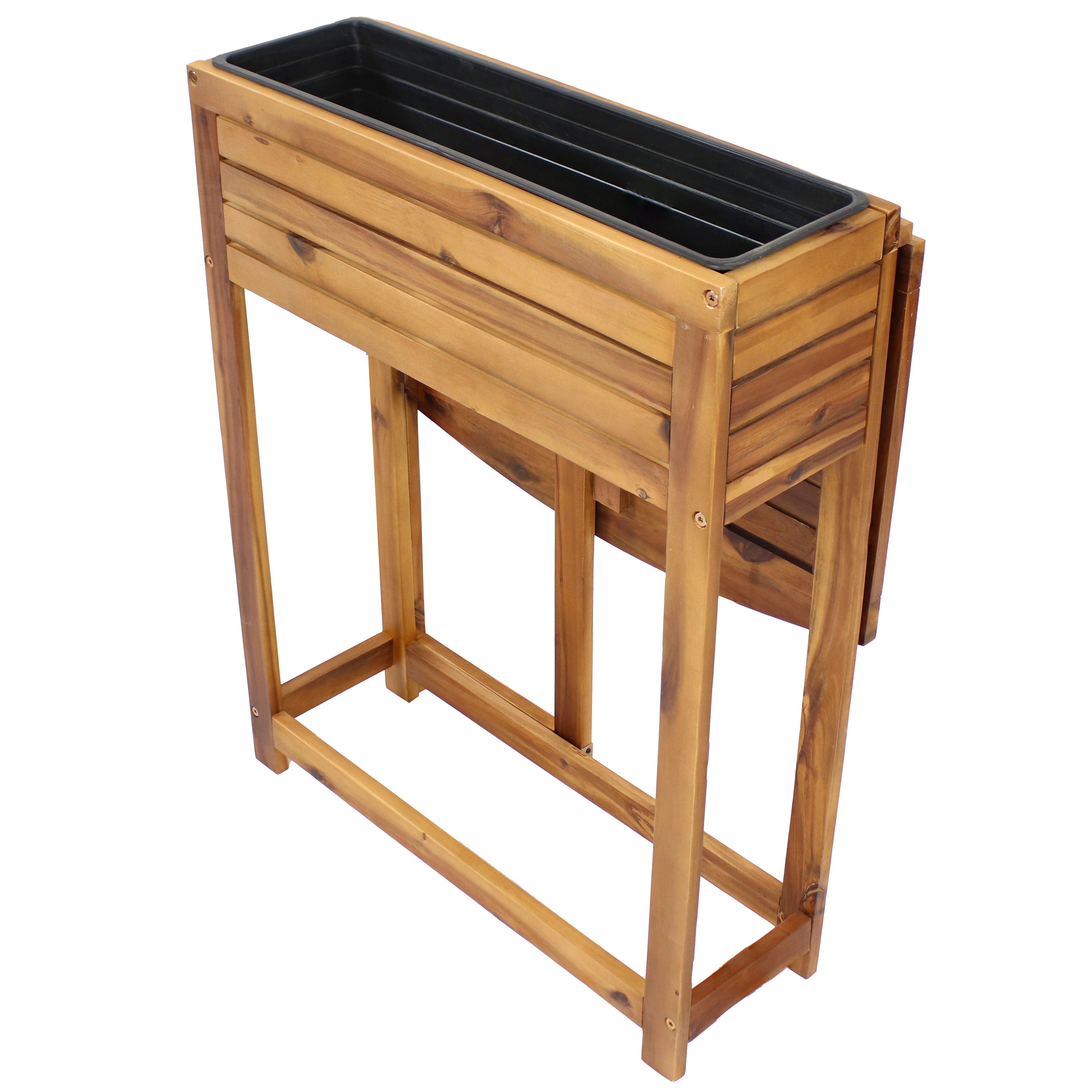 Premium Acacia Wood Raised Garden Bed with Shelf - 30.5