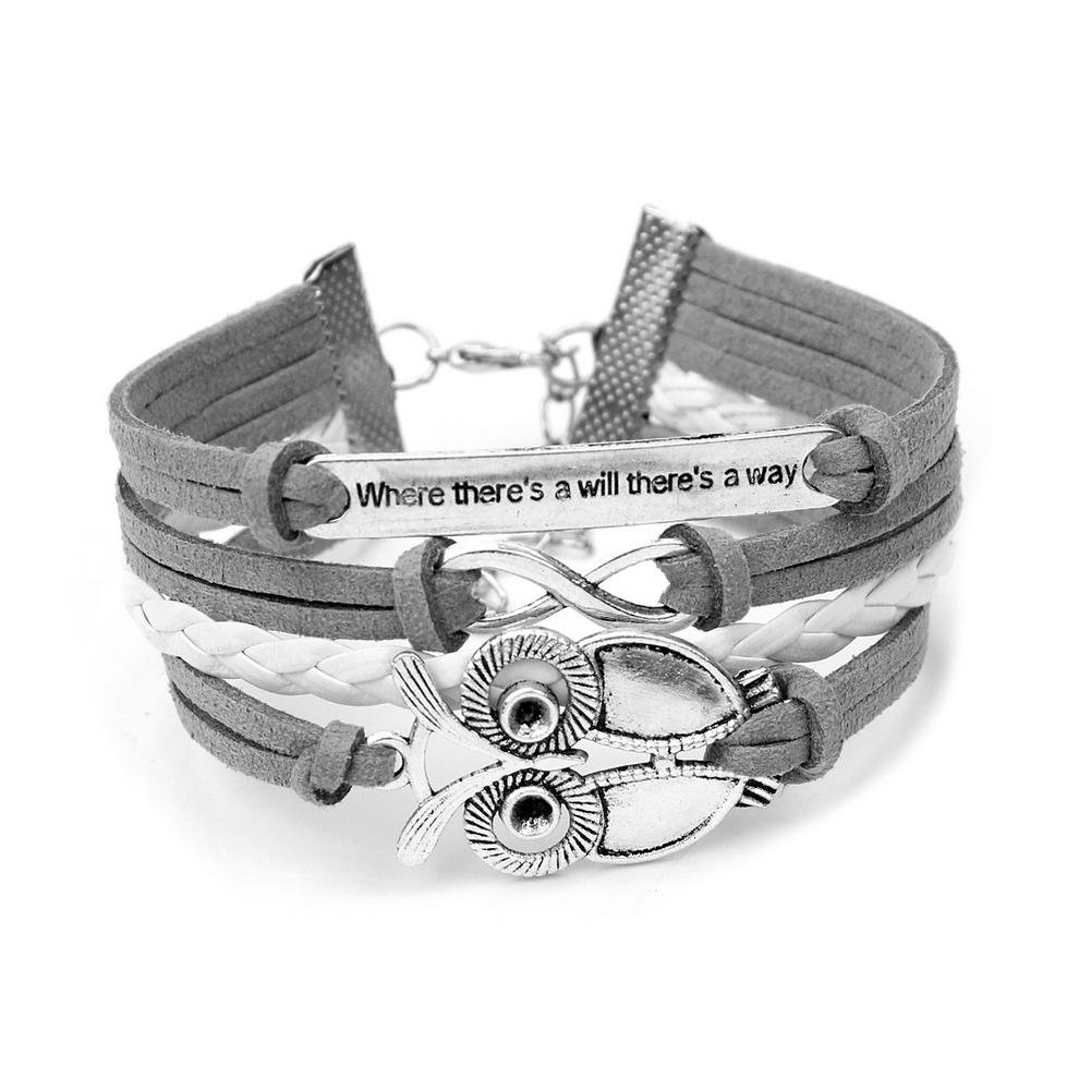Trendy Women's Infinity Owl Friendship Bracelet - Antique Leather Cute Charm Bangle with Gift Box - Perfect Gift for Best Friends, Birthday, Anniversary & Everyday Wear