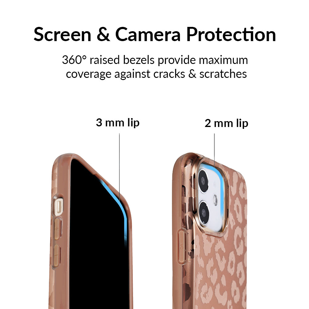 Bronze Chrome Leopard Print iPhone Case - Stylish Protective Cover for iPhone 13/14/15 Pro Max | Perfect for Fashion Lovers & Wild Animal Print Enthusiasts
