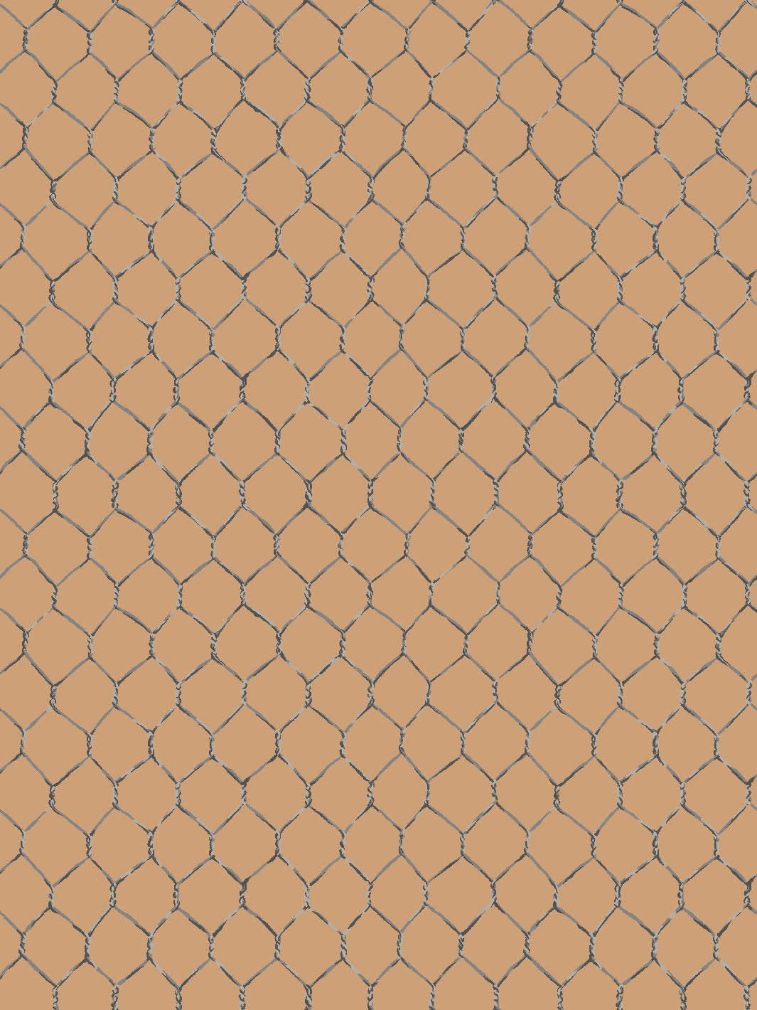 Evelyn's Chicken Wire Wallpaper by Sarah Jessica Parker - Metallic Design on Pecan Wood - Perfect for Farmhouse Decor & Accent Walls