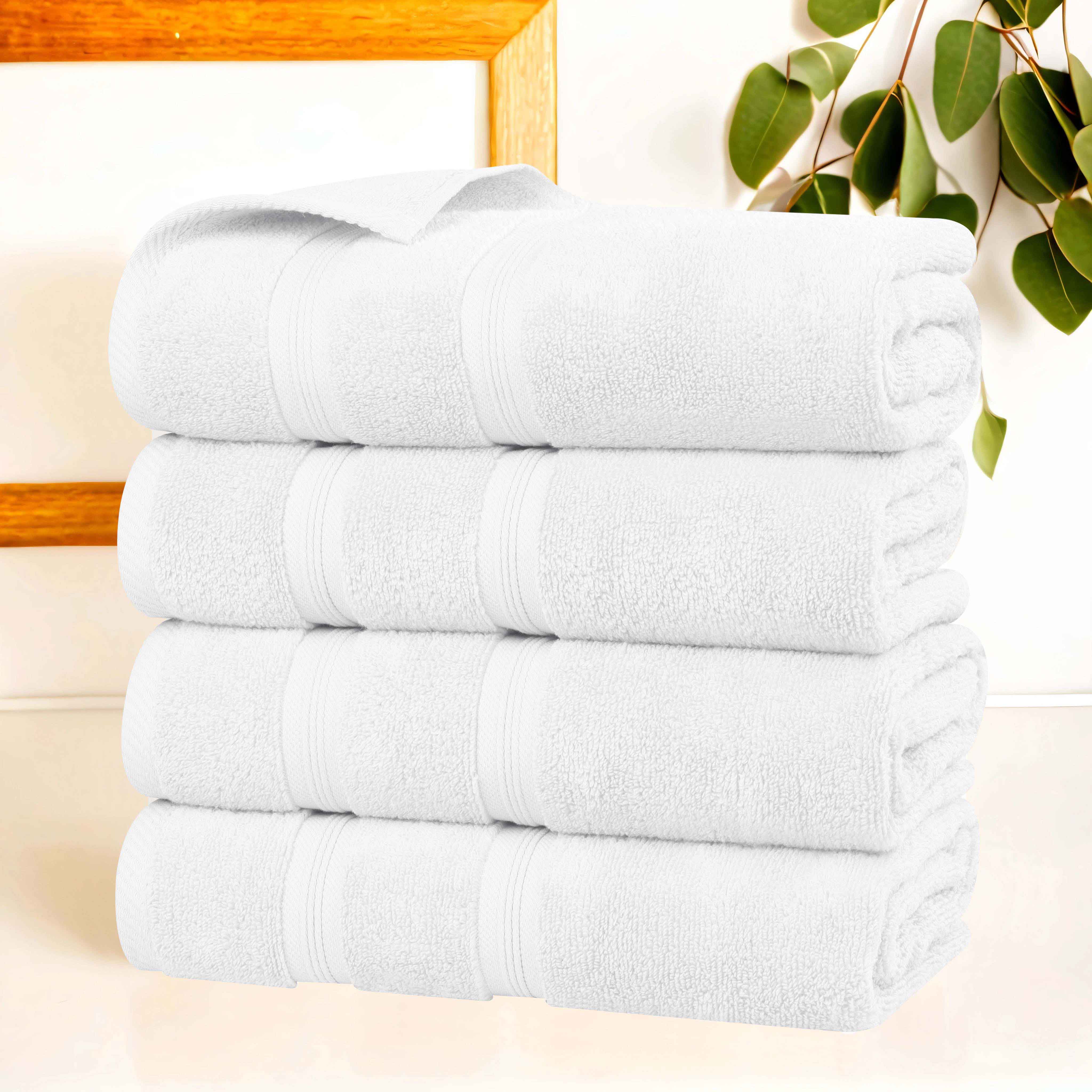 Premium Smart Dry Zero Twist Medium Weight Cotton Bath Towels - Ultra Absorbent & Quick Dry, Set of 4 (White) - Perfect for Spa, Gym & Luxury Bathroom Essentials