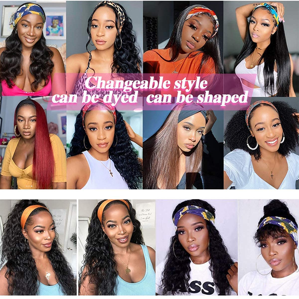 Rebasar 10 Inch Glueless Short Curly Headband Wigs for Black Women - Human Hair No Lace Front Wear & Go Wigs - Natural Black Color - Perfect for Daily Wear, Parties & Special Occasions