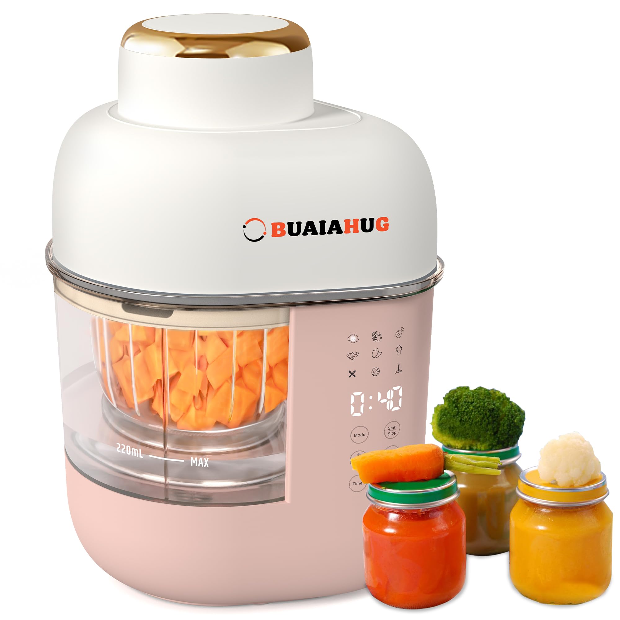 2024 New 10-in-1 Baby Food Maker & Processor with Steamer, Blender, Cooker & Masher | Puree Machine with Keep Warm & Timer | Dishwasher Safe & Touch Screen Control (Pink) | Perfect for Homemade Baby Food Preparation & Meal Prep