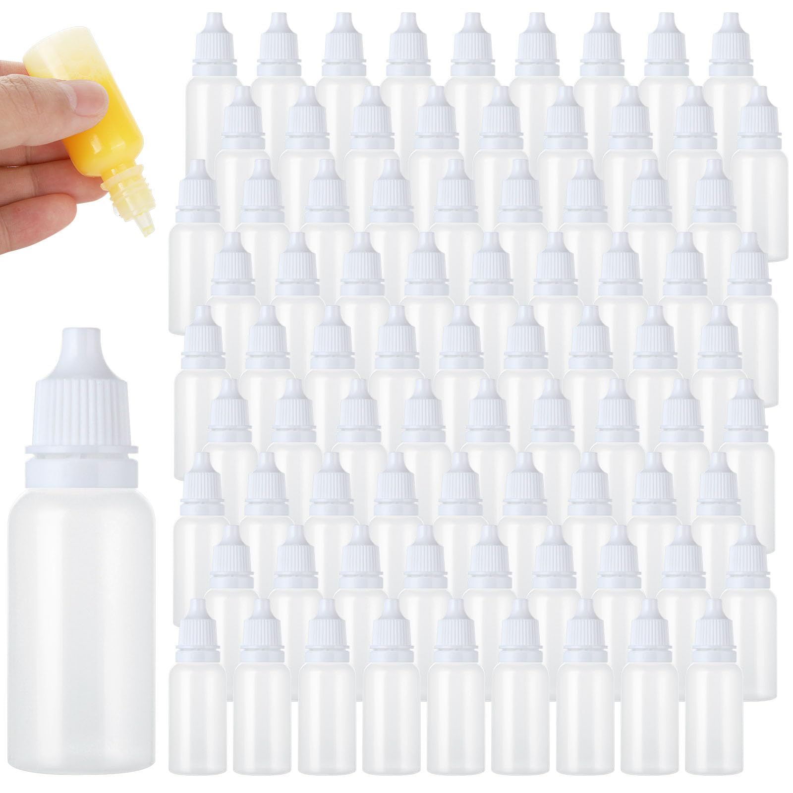 100Pcs 20ML Clear Plastic Dropper Bottles with Caps - Empty Essential Oil Bottles, Travel Size Mini Squeeze Bottles for Liquids, Paint, Ear Drops - Perfect for DIY, Crafts, Travel & Home Use