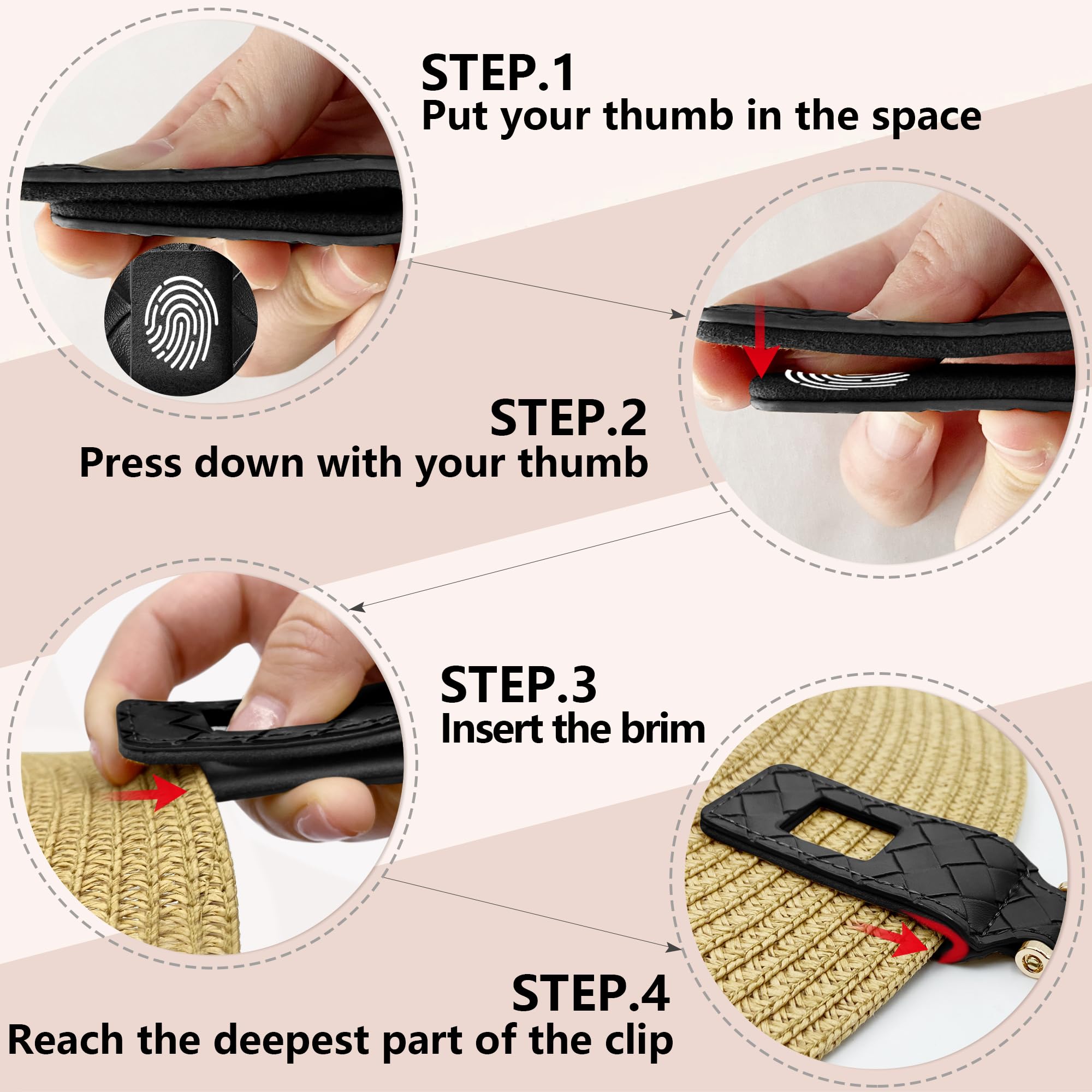 Travel Hat Clip for Backpack, Luggage & Bags - Fashionable PU Leather Non-Magnetic Elastic Hat Holder - Sun Hat Accessories for Outdoor Activities, Hiking & Beach Trips