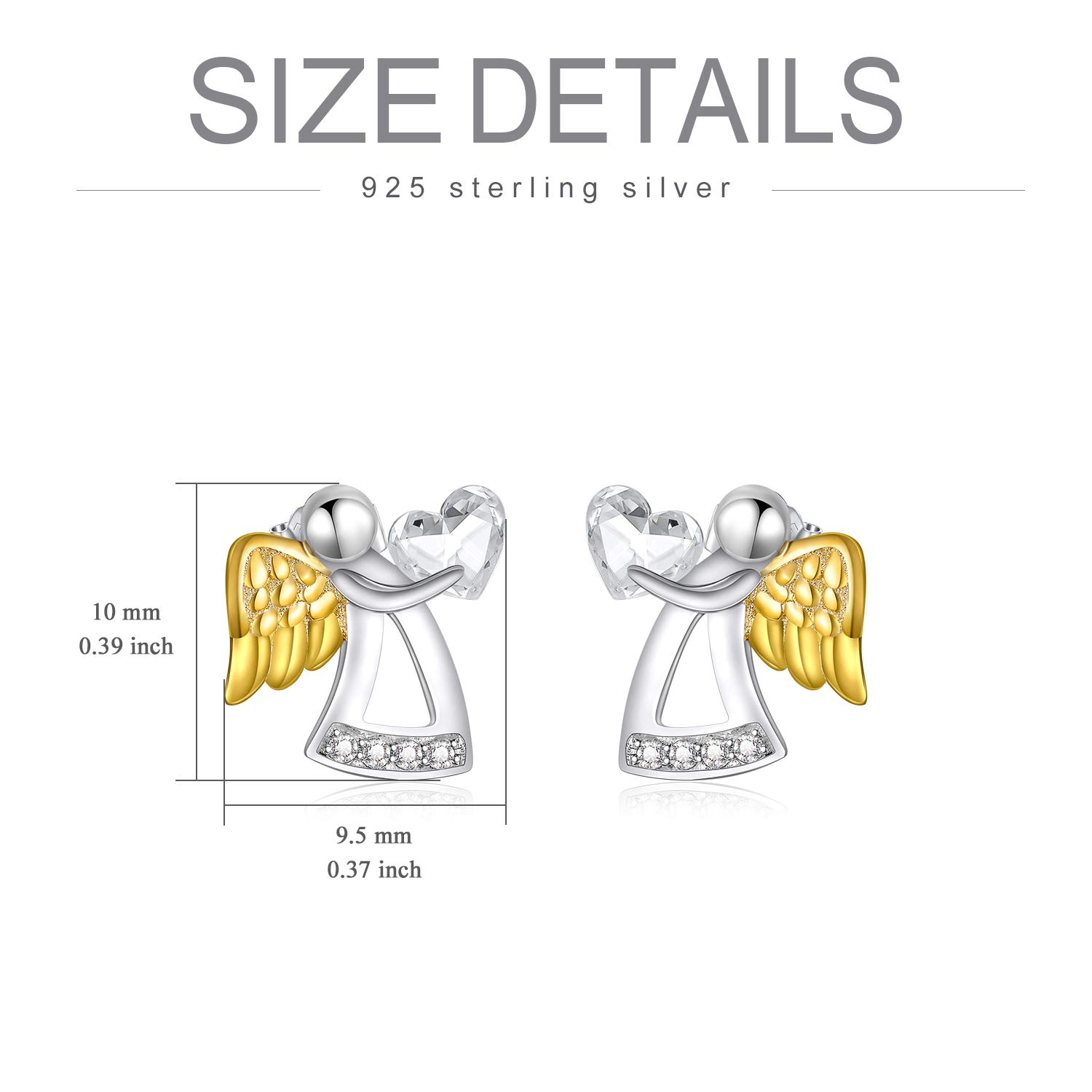 AOBOCO Sterling Silver Guardian Angel Stud Earrings for Women - Hypoallergenic Religious Jewelry Gift Set for Birthday, Christmas, Baptism & Special Occasions | Perfect for Daily Wear, Church & Spiritual Protection