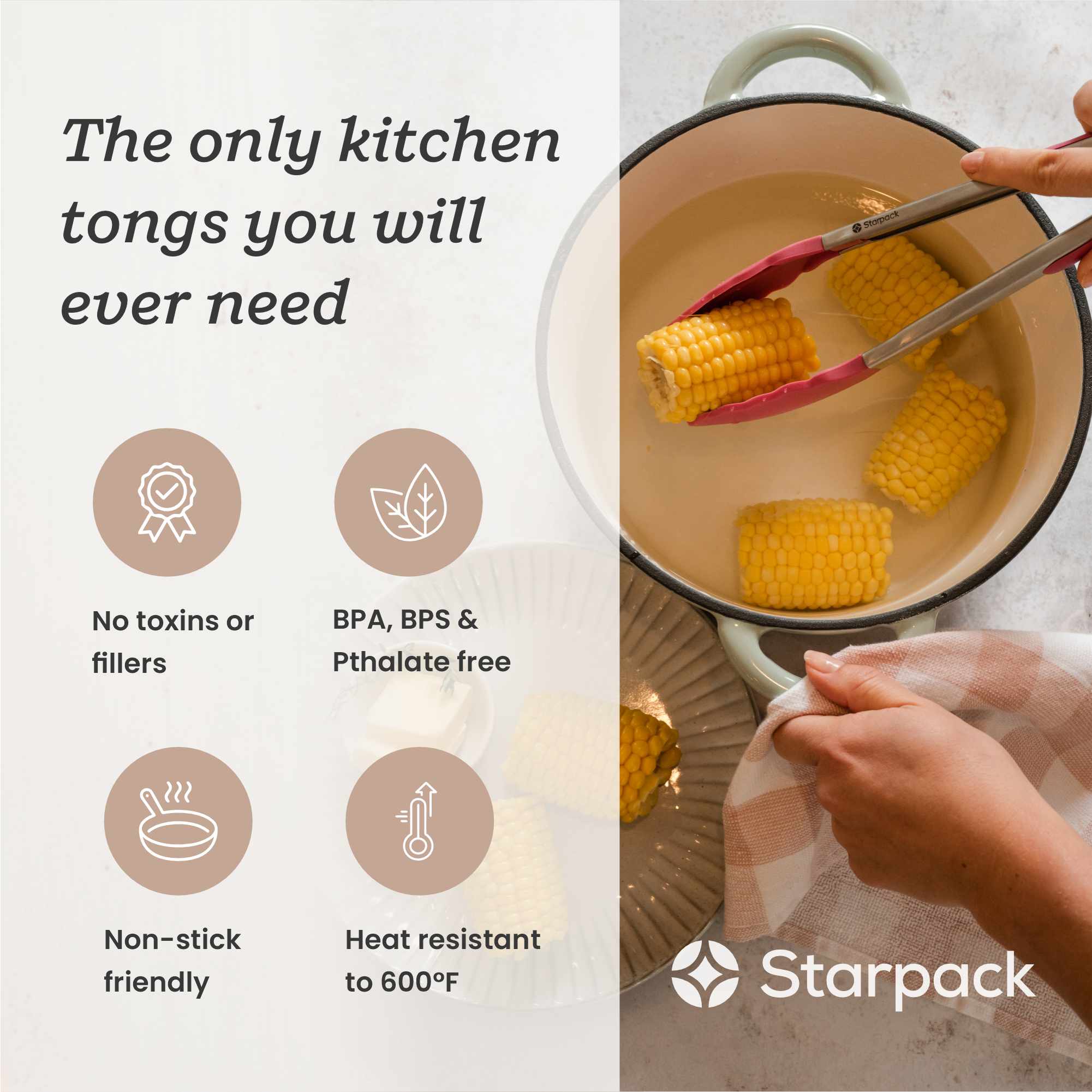Premium Silicone-Tipped Kitchen Tongs - 12