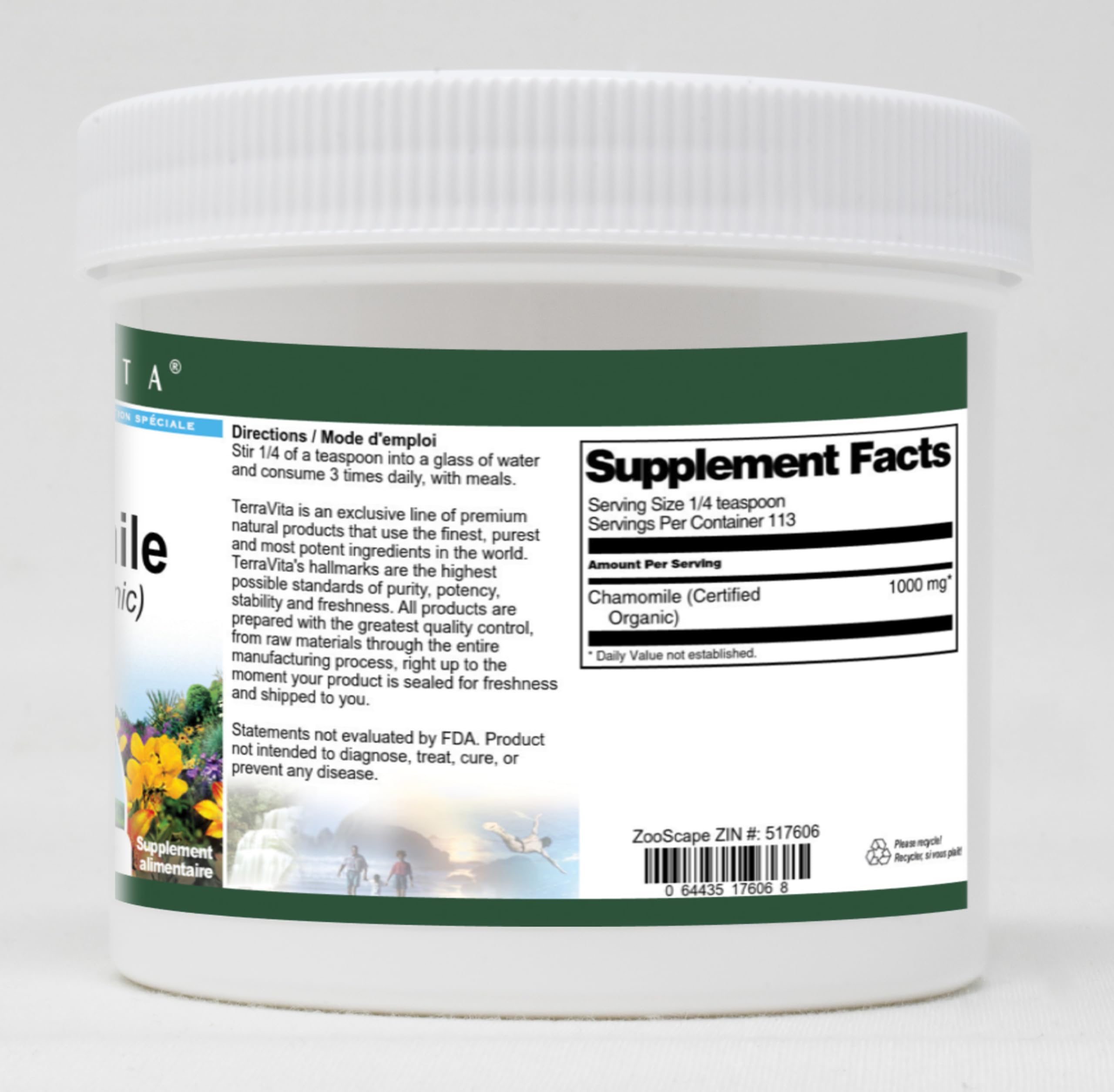 Organic Chamomile Powder - USDA Certified, 4 oz (ZIN: 517606) - Perfect for Tea, Skincare & Natural Remedies