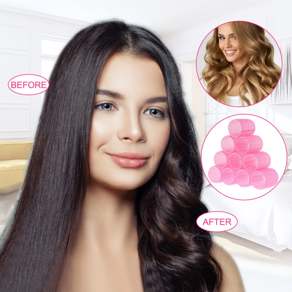 Anself Self-Holding Hair Rollers - 10 Pack Sticky Gripping Rollers for DIY Salon Curls & Waves | Perfect for Home Hair Styling & Professional Use