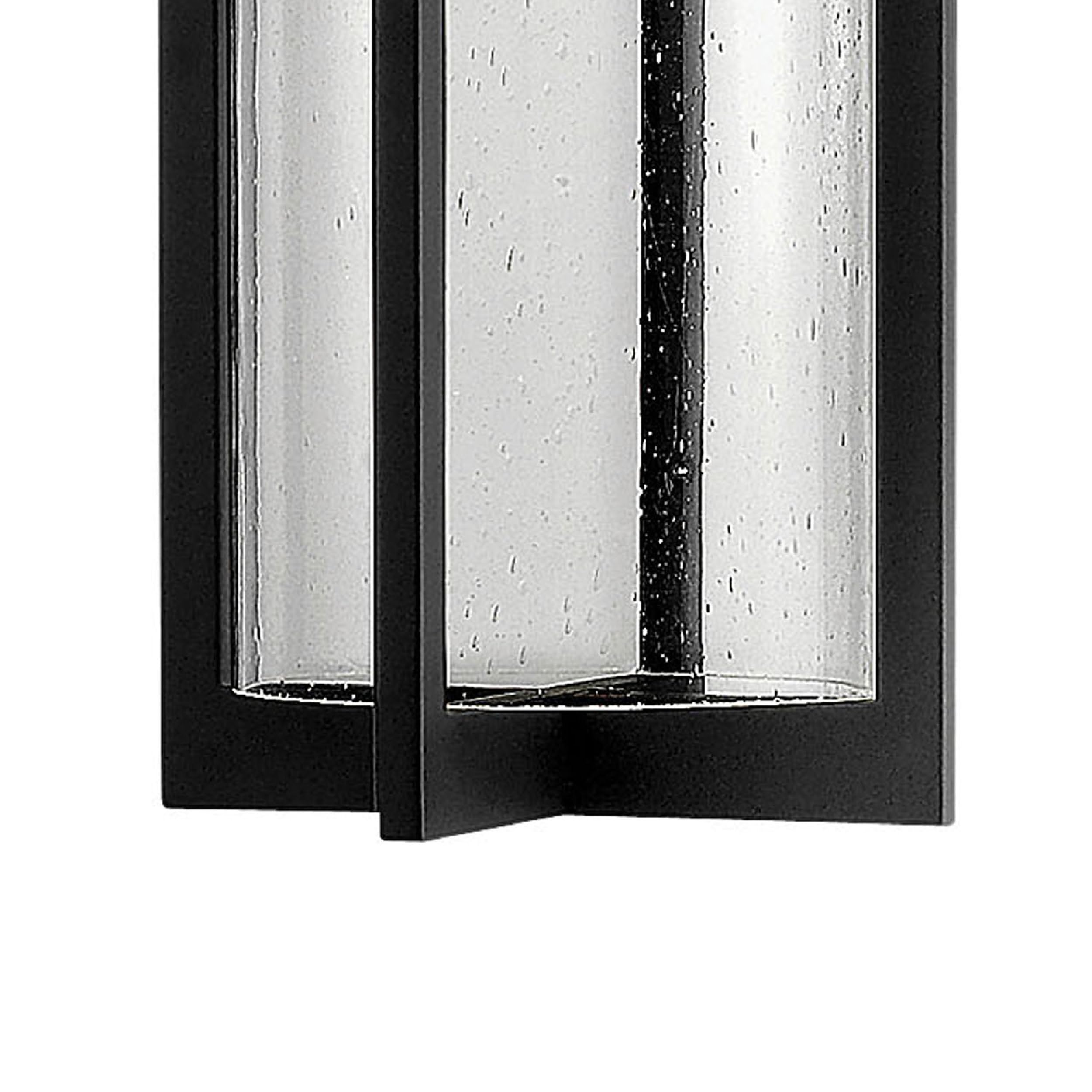 Hinkley Shelter Large Outdoor Hanging Lantern - Dark Sky Approved, 1-Light Cylinder Aluminum Fixture with Clear Seedy Glass & Included Bulb - Black Finish - Perfect for Porch, Patio, Garden & Backyard Lighting