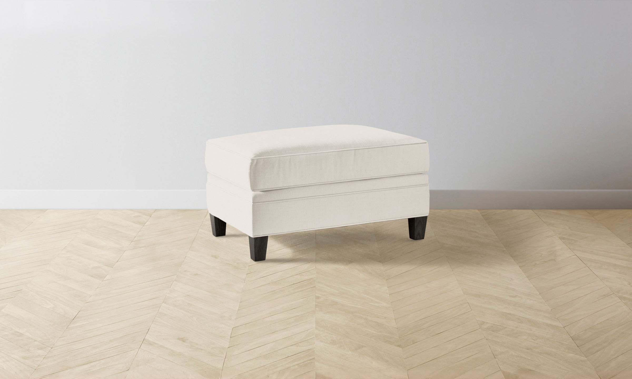Premium Italian Brushed Wool Carmine Ottoman - Soft Vanilla Color, Luxurious Footrest & Accent Chair for Living Room, Bedroom, or Office - Cozy Home Decor & Comfortable Seating Solution