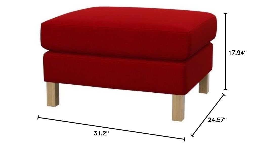 Karlstad Footstool Replacement Cover - Elegant Red Fabric Slipcover | Perfect for Sofa & Living Room Decor, Home Styling & Furniture Protection