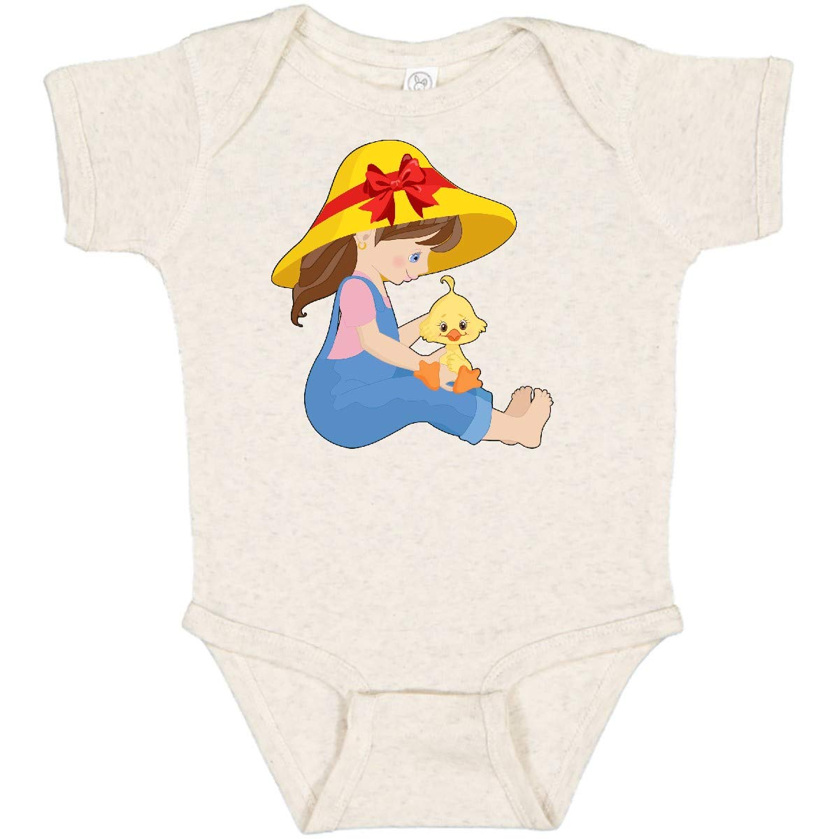 Inktastic Farming Girl with Baby Chick Baby Bodysuit - Cute Farm Animal Outfit for Infants & Toddlers - Perfect for Farm Visits, Photo Shoots & Everyday Wear