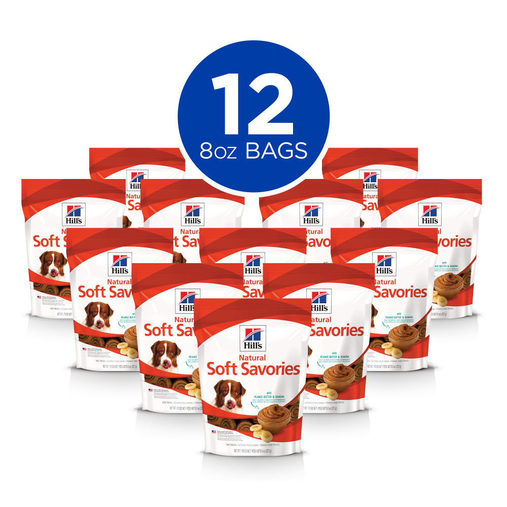 Hill's Science Diet Soft Savories Peanut Butter & Banana Flavor Dog Treats - Healthy Snacks for Training, Rewards & Dental Care | Perfect for Small, Medium & Large Dogs