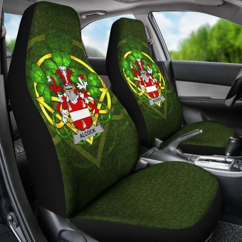 Alcock Ireland Car Seat Cover Set of 2 - Celtic Shamrock Design for Cars, SUVs & Trucks - Waterproof & Durable Seat Protectors for Pets, Kids & Daily Use