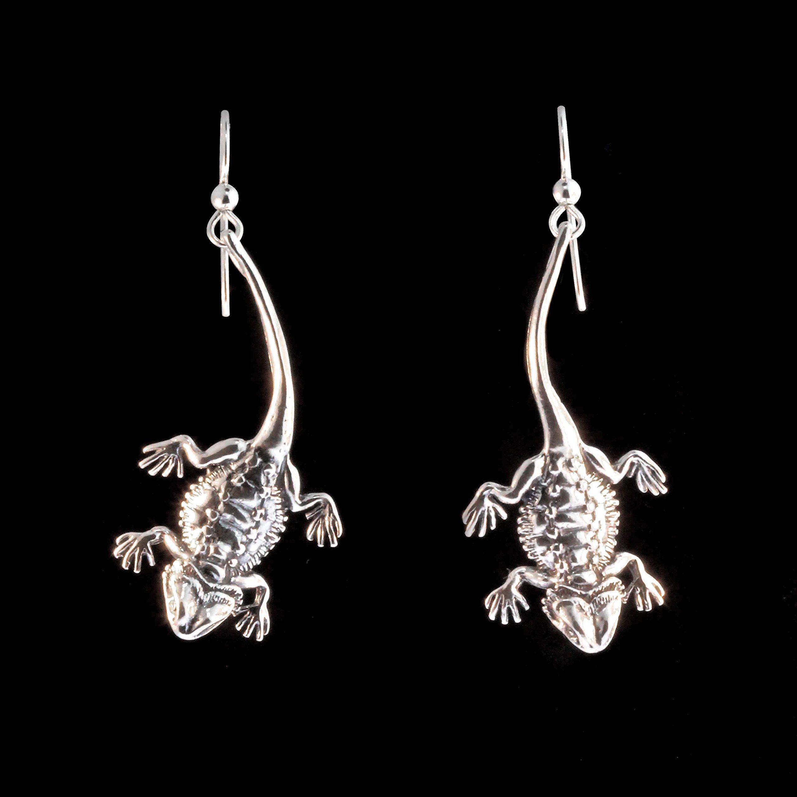 Sterling Silver Bearded Dragon Earrings - Handmade Lizard Charm Jewelry for Reptile Lovers | Perfect for Cosplay, Animal-Themed Parties & Unique Gifts