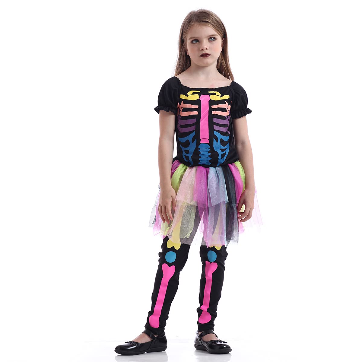 Scary Skeleton Costume for Girls - Halloween Bones Dress for Kids, Carnival & Cosplay Party Outfit | Perfect for Trick-or-Treating, Costume Contests & Spooky Theme Parties