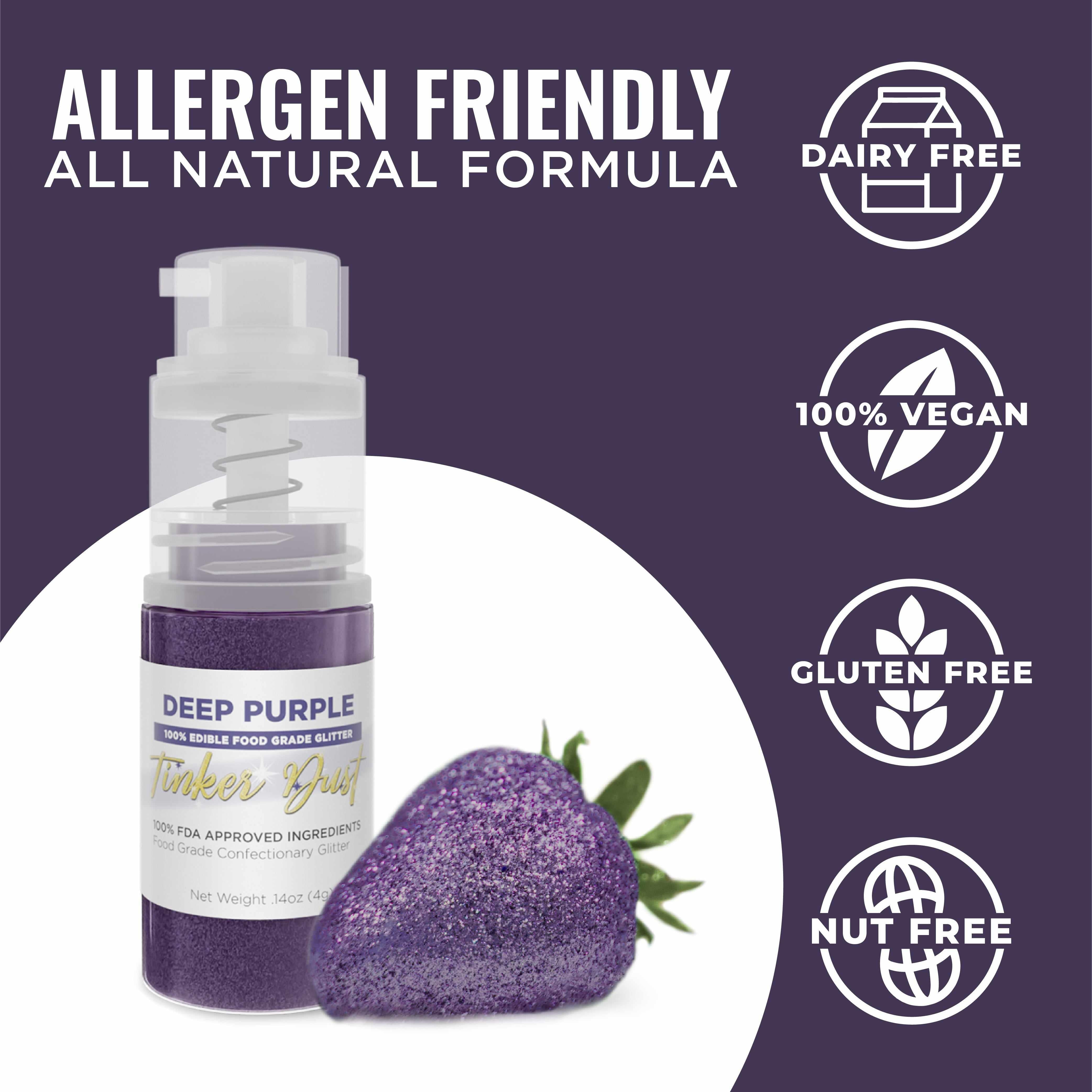 Deep Purple Edible Glitter Spray 4g Pump | Tinker Dust® - Food Safe Sparkle for Cakes, Cupcakes & Cocktails
