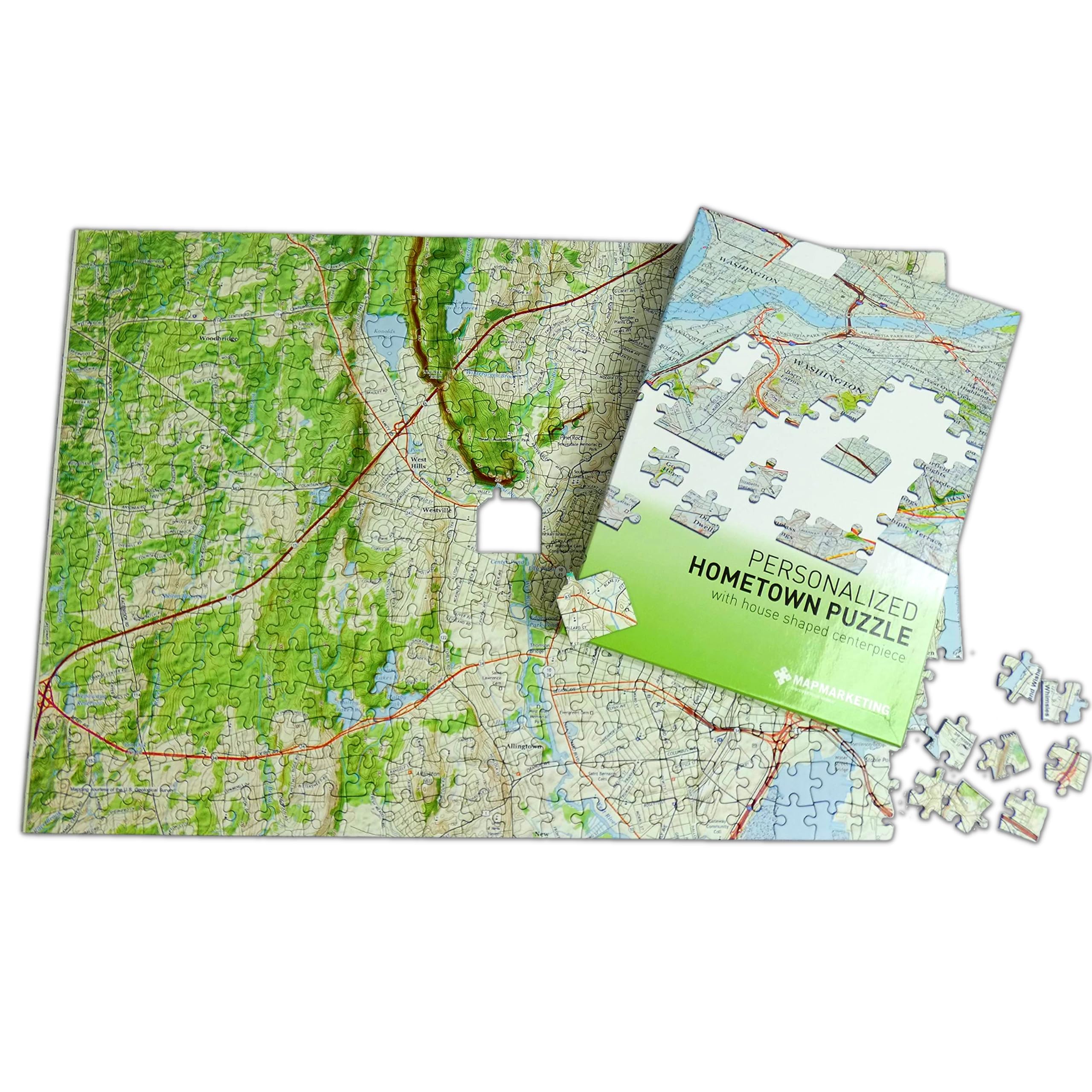 My Hometown Custom Map Jigsaw Puzzle - 400 Piece Personalized Housewarming Gift for Puzzle Lovers | Unique New Home & First Home Decor | Perfect for Family Game Nights & Memory Keepsakes