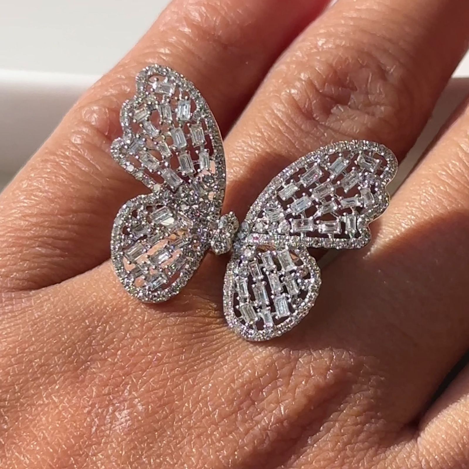 14K Yellow Gold Baguette Diamond Butterfly Ring for Women - Elegant Jewelry Gift for Birthday, Anniversary & Special Occasions