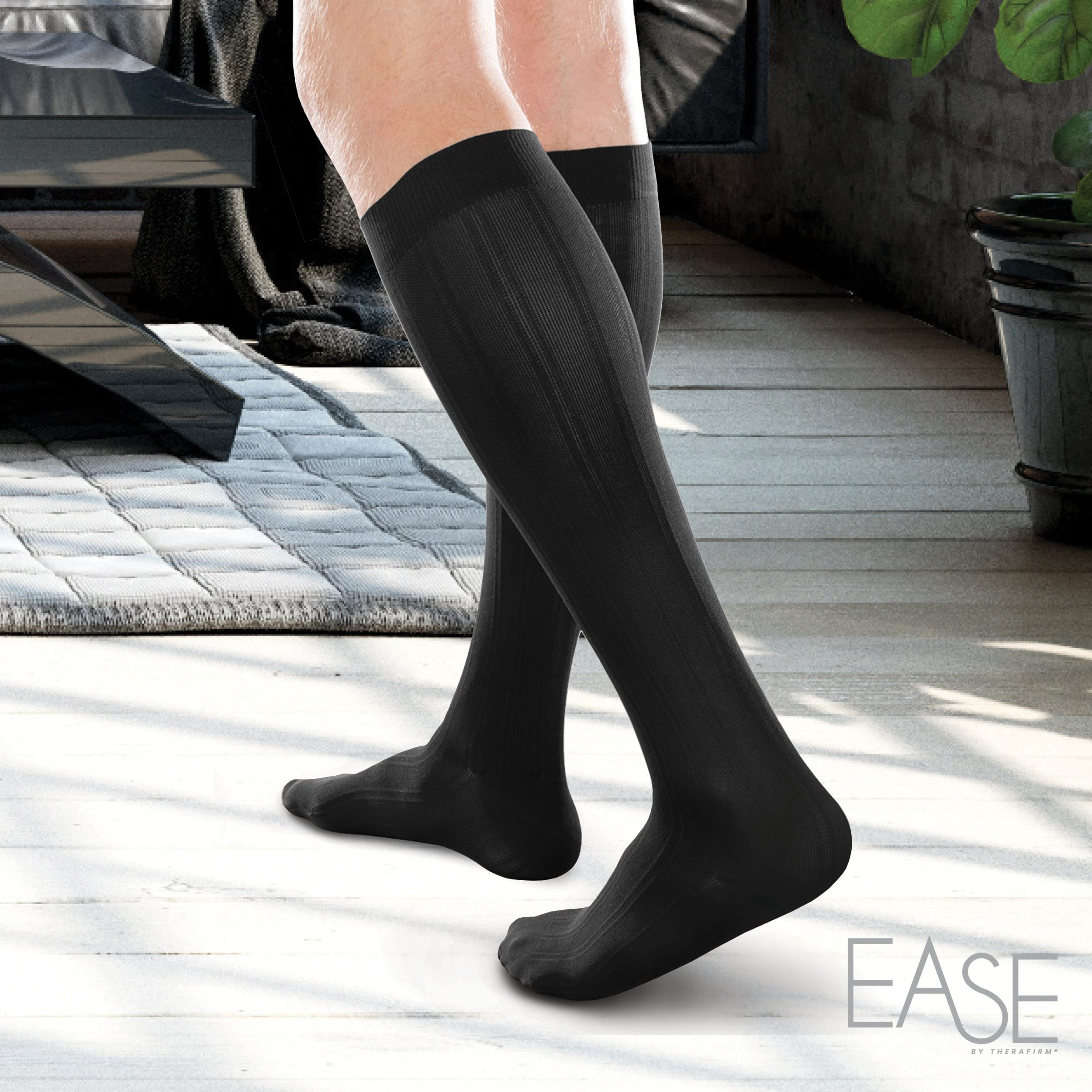 Men's Compression Socks 30-40mmHg Firm Support - Opaque Trouser Socks for Circulation, Travel & Work (3-Pack)