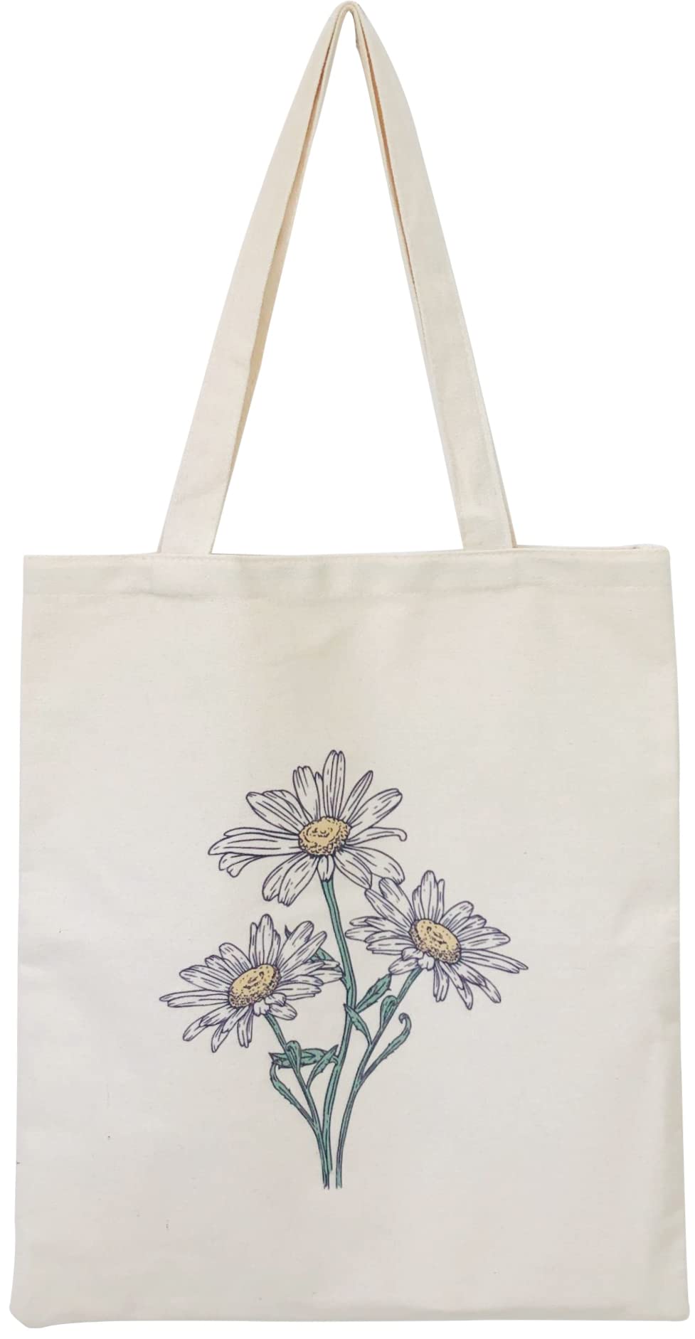 Stylish Floral Canvas Tote Bag for Women - Reusable Grocery Shopping Bag with Cute Cat Design - Perfect for Teachers, Beach Trips & Farmers Market