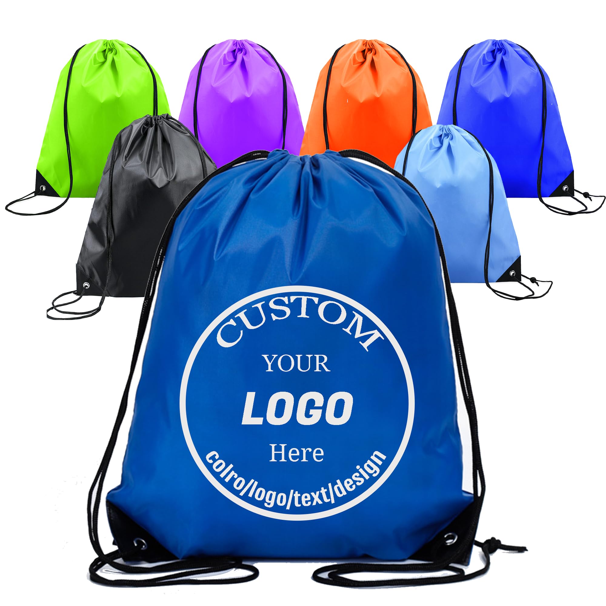 Custom Drawstring Backpacks 30/100/1000PCS - Personalized Gym String Bags with Logo/Text/Name - Large Capacity Nylon Sports Backpack for Men & Women - Ideal for Travel, Workout, School & Outdoor Activities