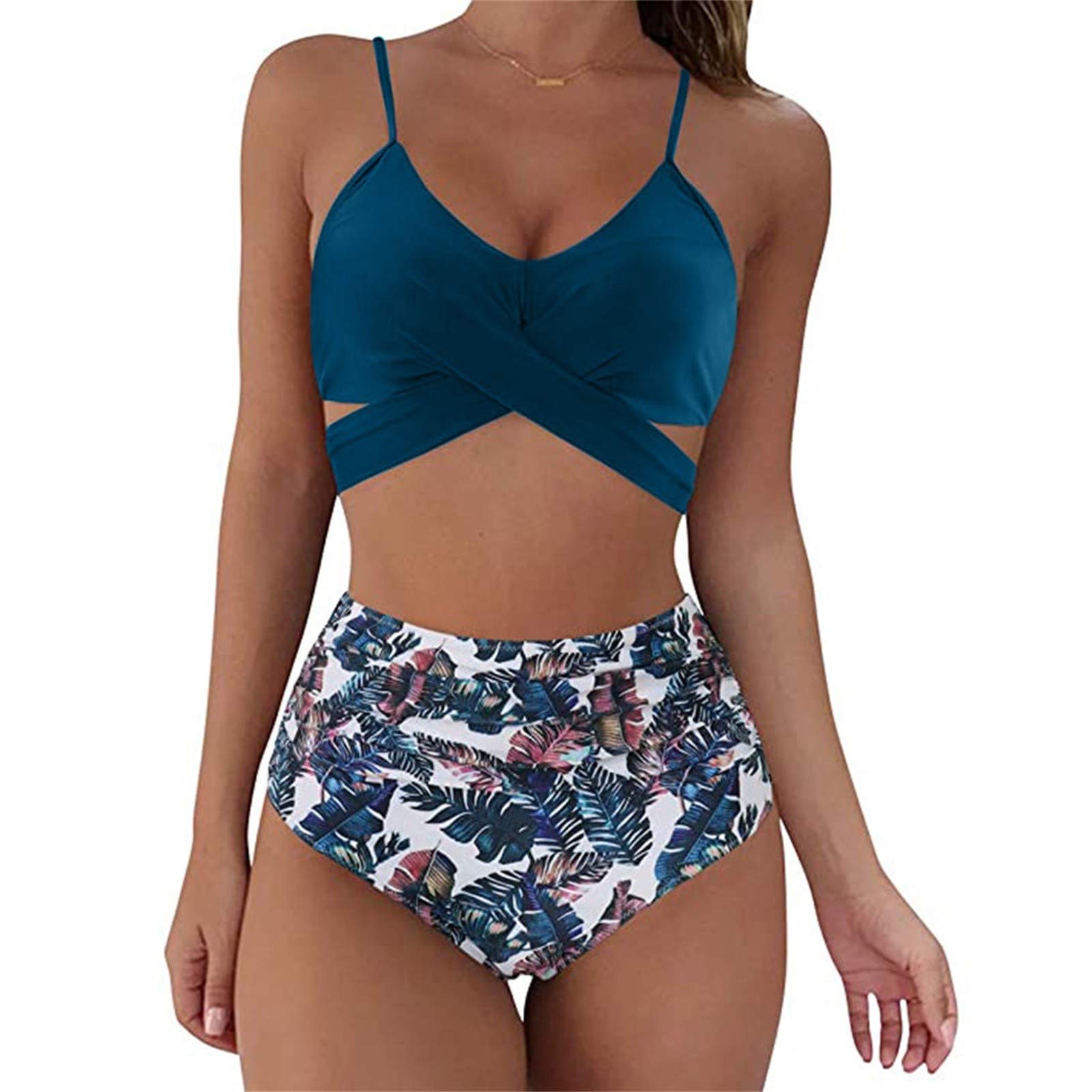 FMCHICO Women's High Waisted Bikini Set - Leopard Print Triangle Two Piece Swimwear | Sexy Bathing Suit for Beach, Pool & Summer Vacation