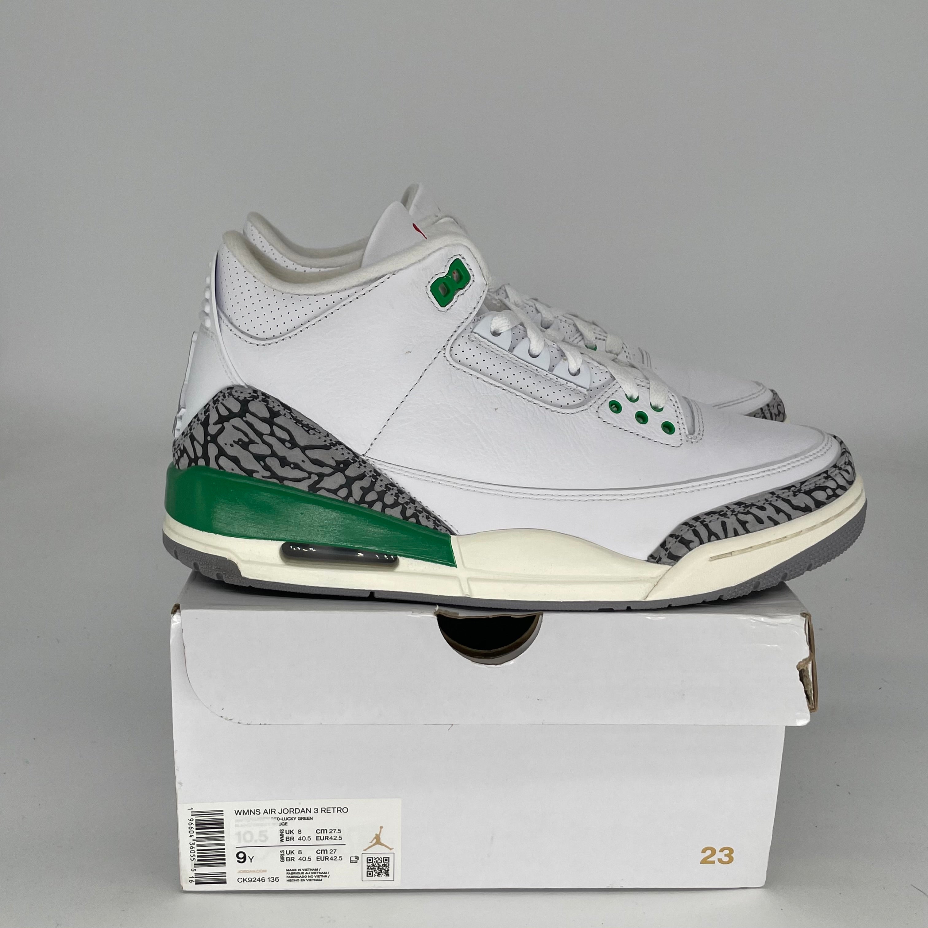 AIR JORDAN 3 Lucky Green Women's Basketball Shoes Size 9/10.5W - Retro Style Sneakers CK9246-136 for Running, Gym Workouts & Street Fashion