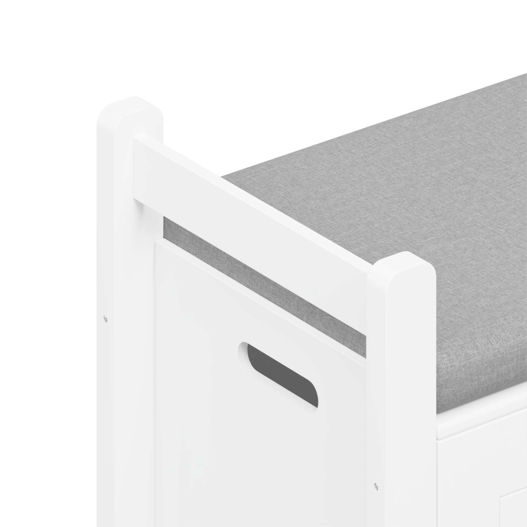 **Kids Wooden Toy Chest with Safety Hinged Lid - Children's Toy Storage Organizer, Playroom Furniture for Boys & Girls (White with Cushion) - Perfect for Bedroom, Nursery, or Playroom Organization**