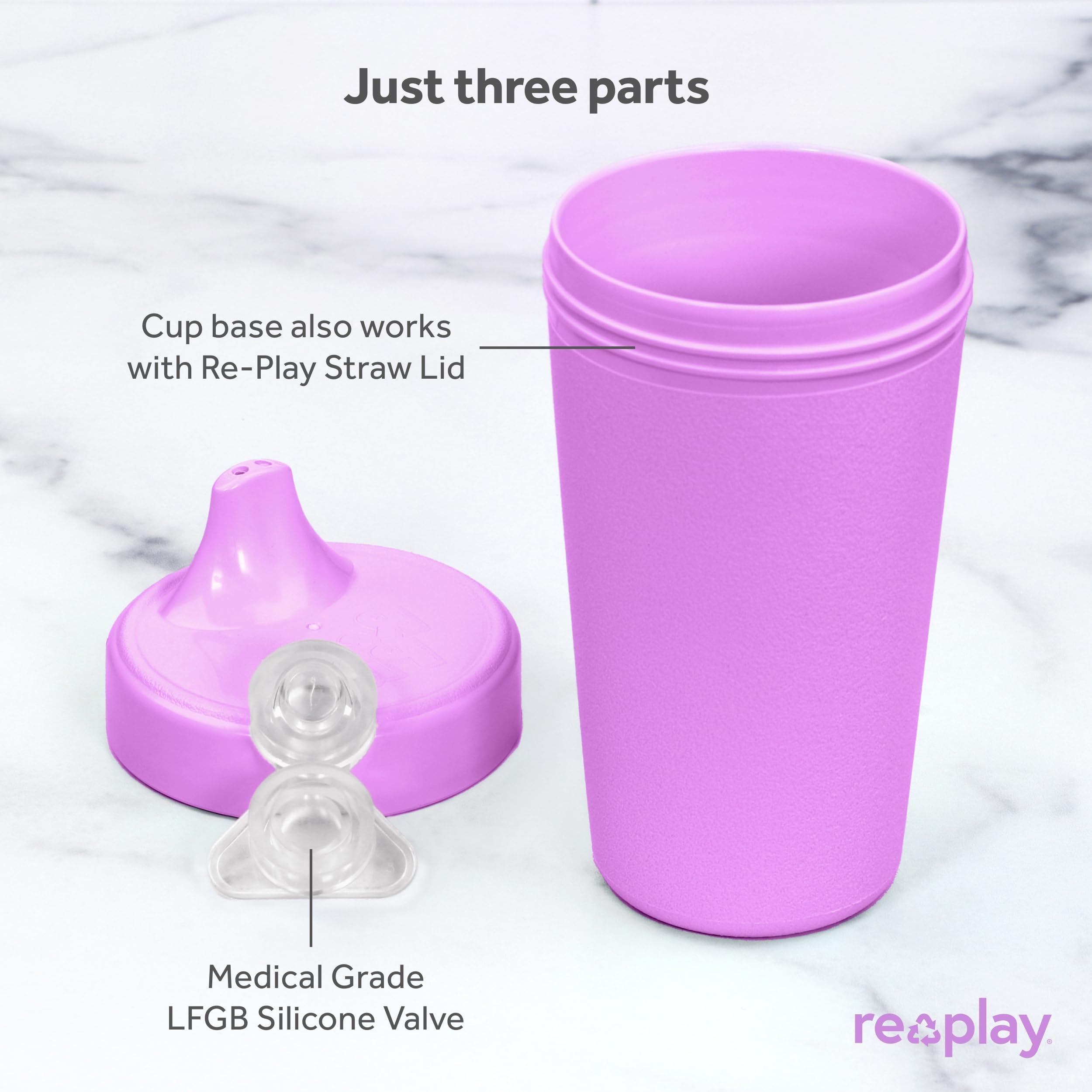Re-Play Made in USA 2 Pack 10oz Toddler Sippy Cups - BPA-Free Spill Proof Training Cups for Kids, Dishwasher & Microwave Safe - Hard Spout Baby Cups (3.13