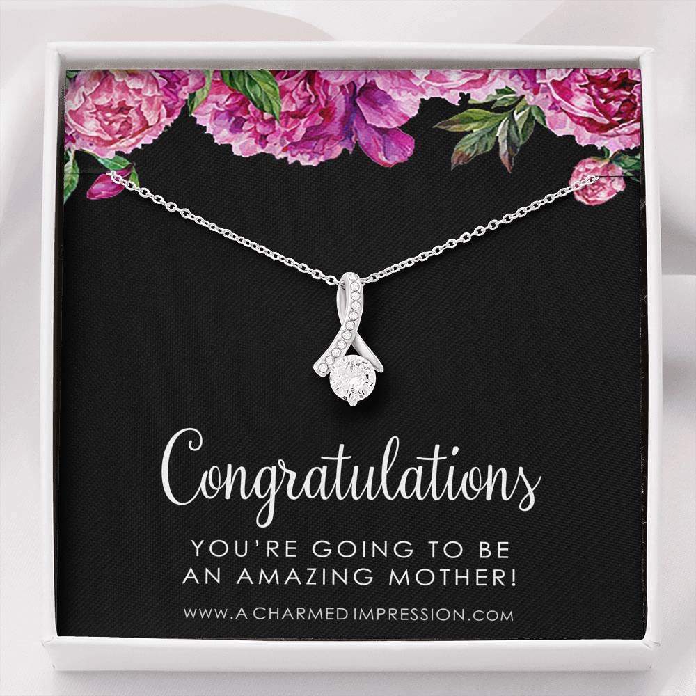 Elegant New Mom Necklace - Best Congratulations Gift for Expecting Mothers, Baby Shower & Adoption - 'Best Mom Ever' Jewelry for Special Occasions | Perfect for Mother's Day, Birth Announcements & Pregnancy Reveals