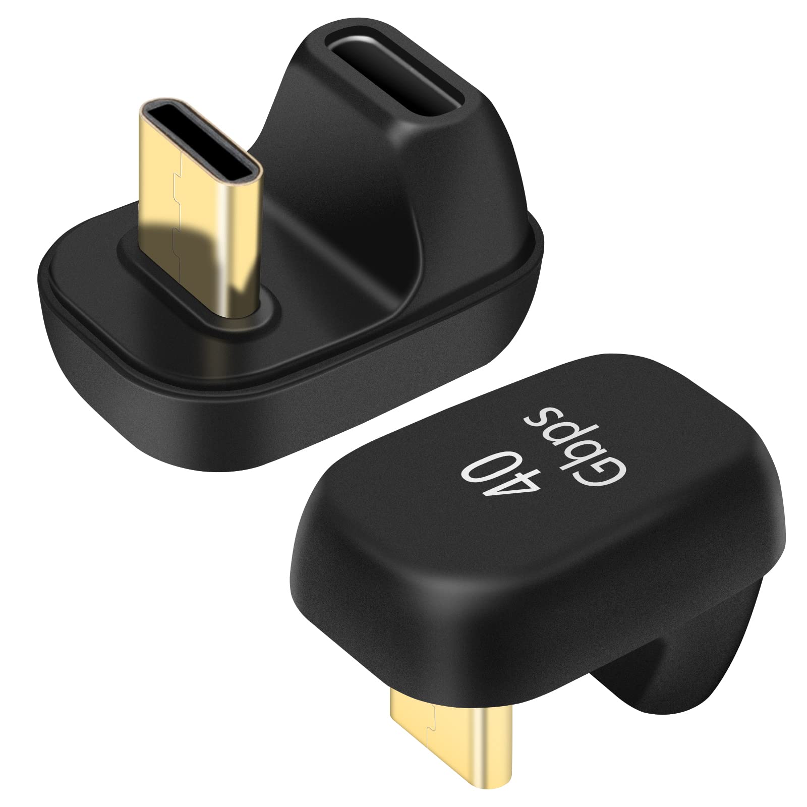 180 Degree USB C Angled Adapter - U Shape USB 4.0 Male to Female Connector - 40Gbps Type C Adapter for MacBook, Samsung Galaxy & More - Perfect for Tight Spaces & Cable Management