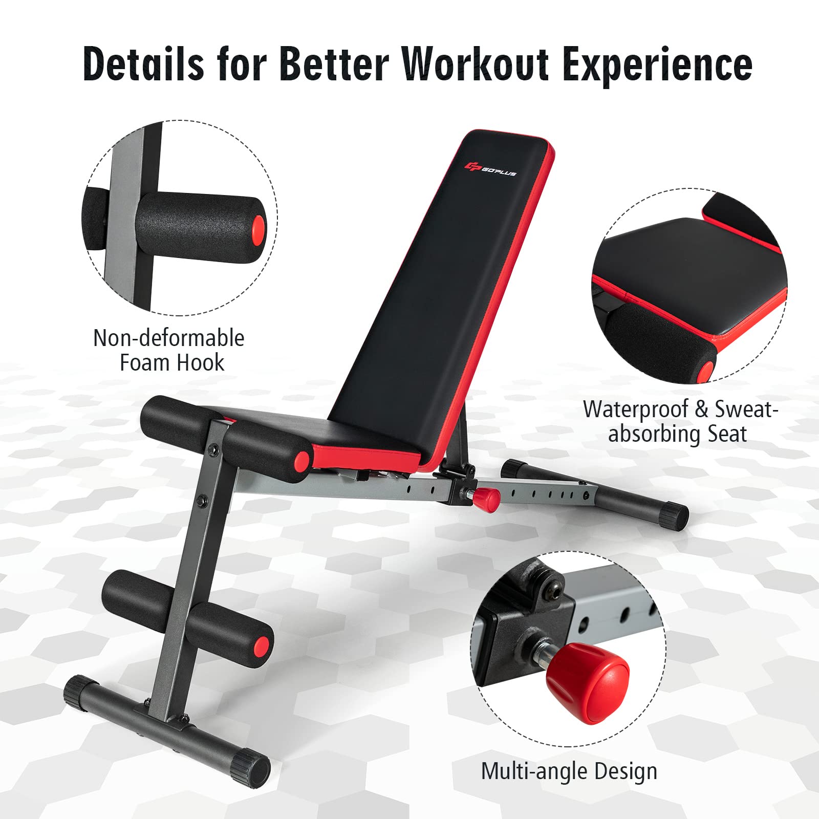 Goplus Adjustable Utility Workout Bench - 9-Level Adjustable Backrest for Home Gym, Full-Body Exercise, Weightlifting & Strength Training - Perfect for Home Workouts, CrossFit, and Personal Fitness Training