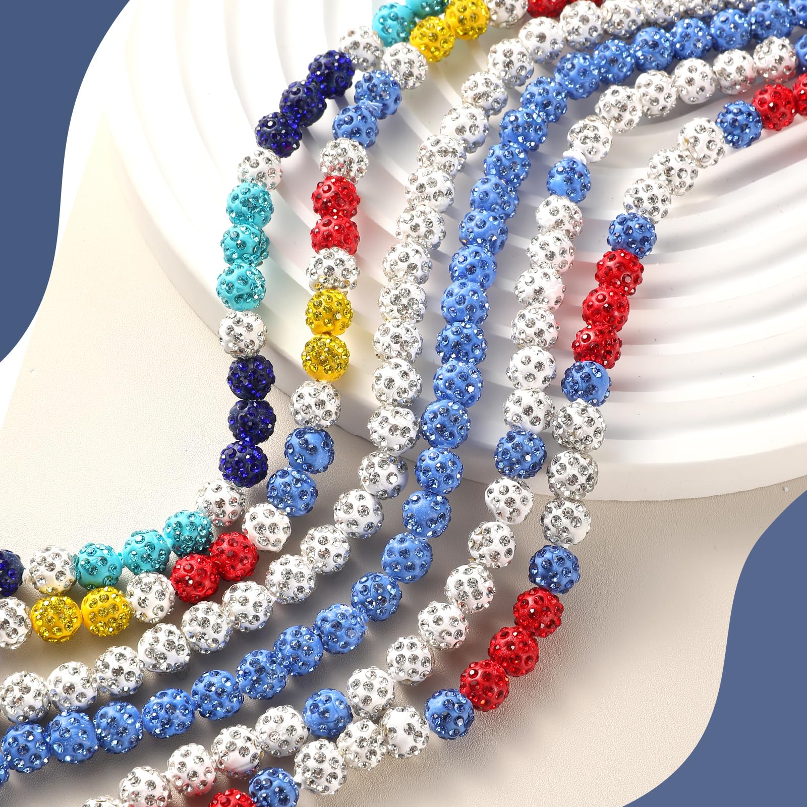 VZZNN 22in Glitter Rhinestone Baseball Clay Beaded Necklace for Men & Boys - Stylish Jewelry Gift for Baseball Players & Fans - Perfect for Games, Parties & Sports Events