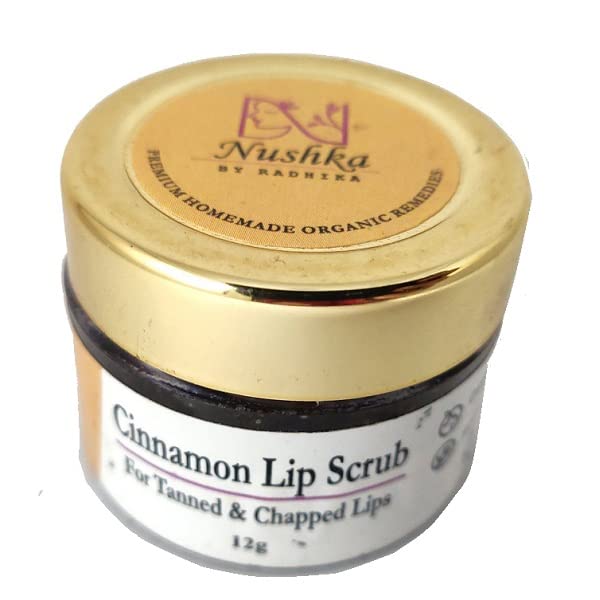 NUSHKA Cinnamon Lip Scrub - Exfoliating & Moisturizing Treatment for Dry, Chapped Lips - 12g - Perfect for Winter Care & Pre-Makeup Prep
