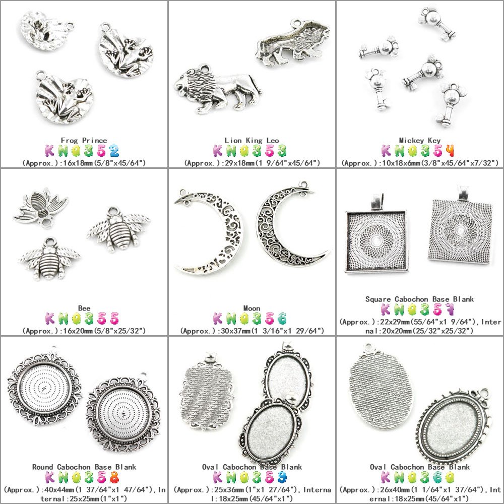 960 PCS Silver Tone Charm Findings - Antique Frog Prince Pendants for DIY Bracelet Jewelry Making (KN0352) | Bulk Supplies for Necklace, Keychain & Craft Projects